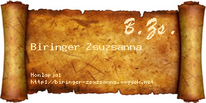 Biringer Zsuzsanna névjegykártya